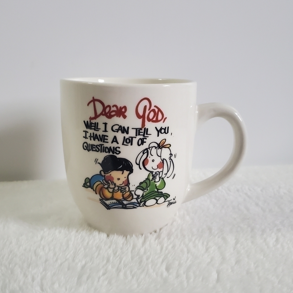 Royal Norfolk Dear God Cream Off White Coffee Cup Mug 16 Oz